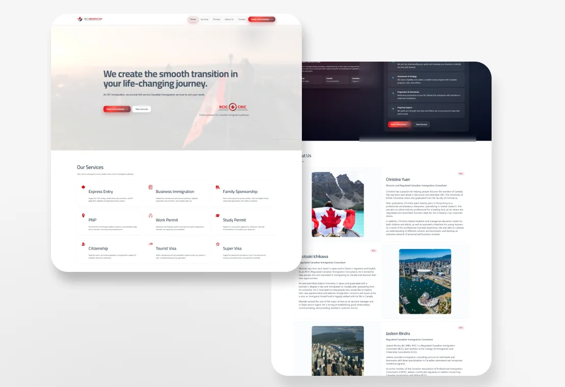CSY Immigration website designed by Yugen Digital