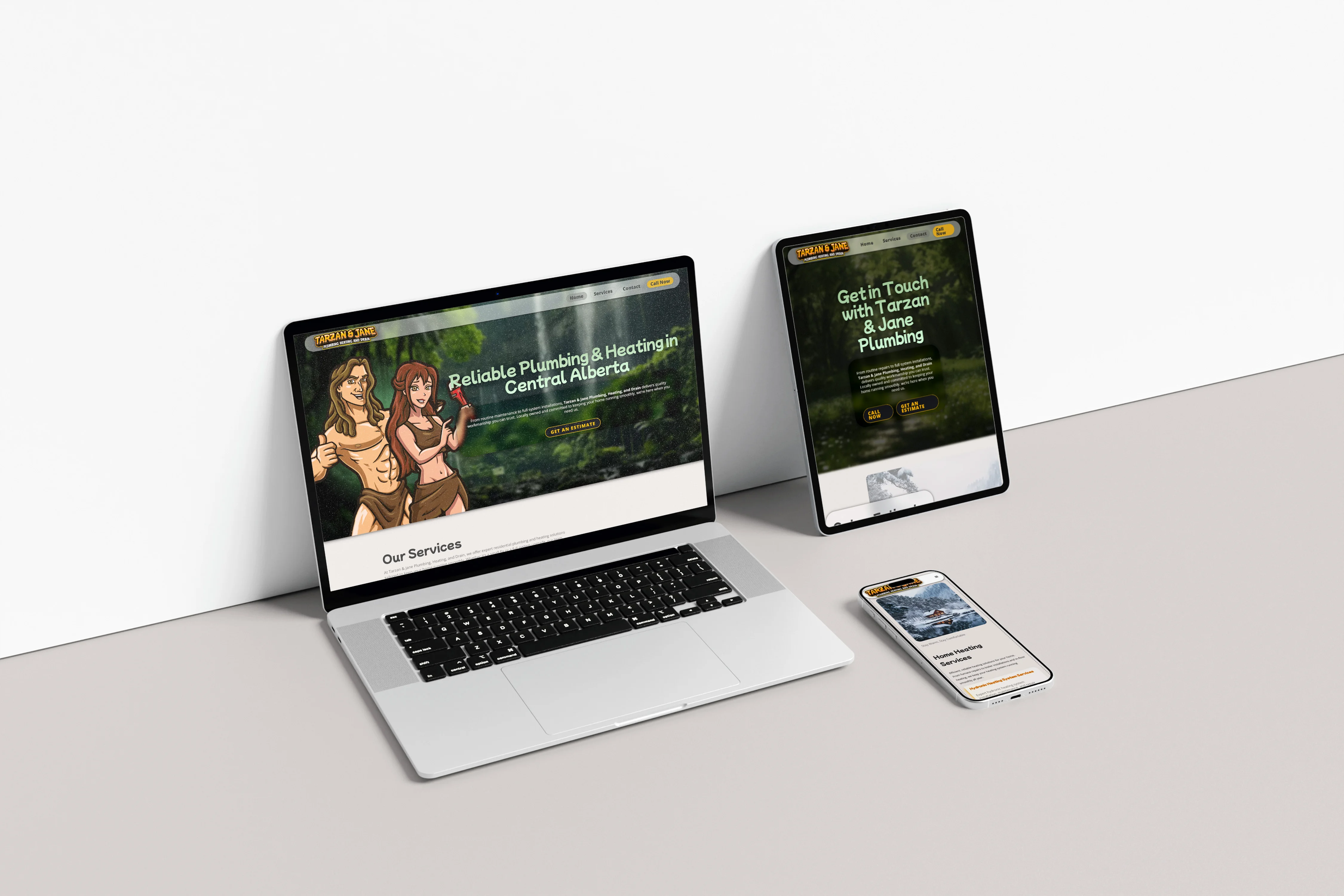 Tarzan & Jane Plumbing Website Mockup